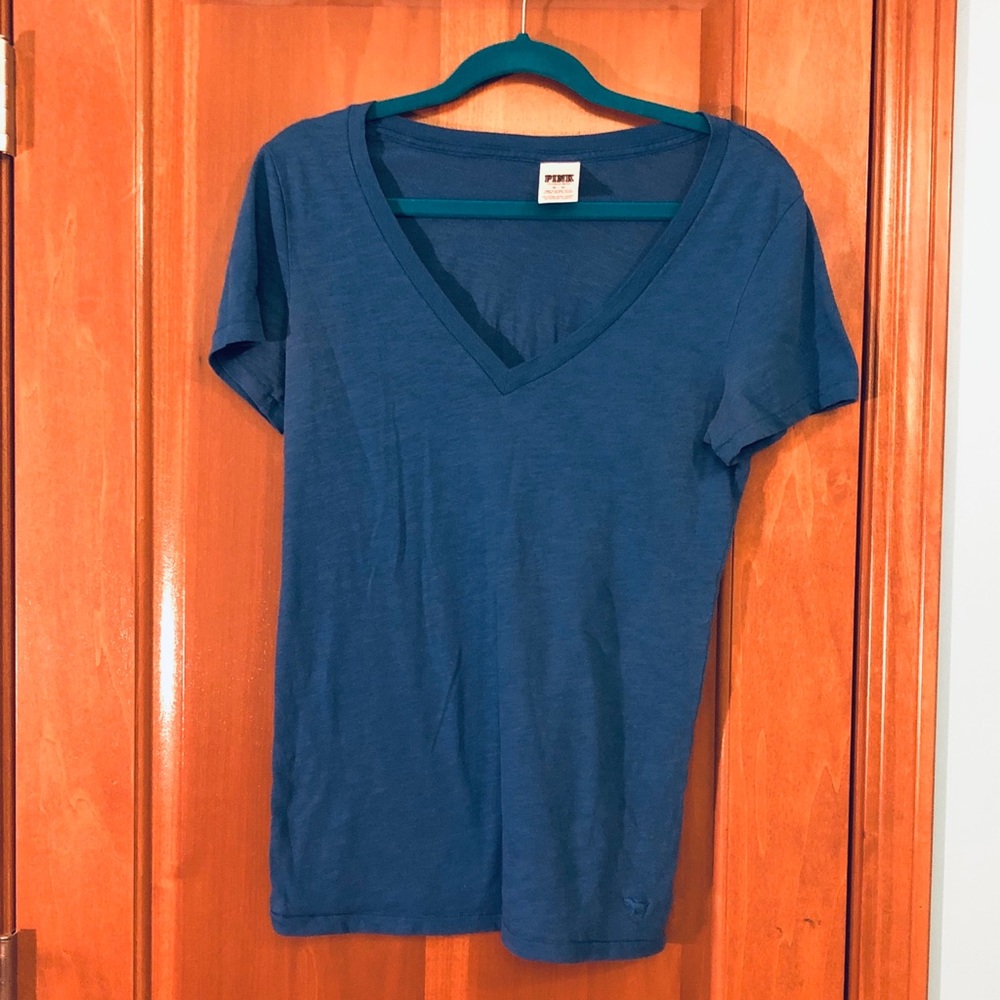 Victoria Secret PINK Blue V-neck T-shirt
